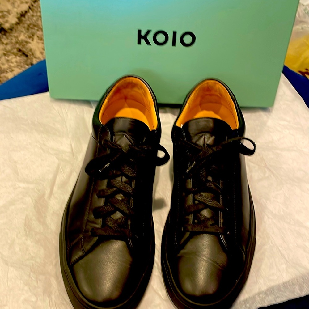 KOIO Capri  New York Men size 11 Black Leather Sneakers,, made in Italy